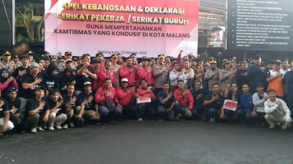 Gelar Deklarasi Kebangsaan, Kapolresta Makota Ajak Buruh Jaga Kondusivitas Kota