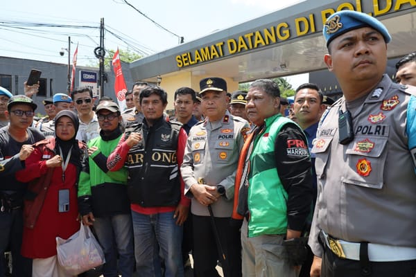 Kapolda Banten Sambangi Aksi Solidaritas Ojol, Janjikan Penegakan Hukum yang Adil
