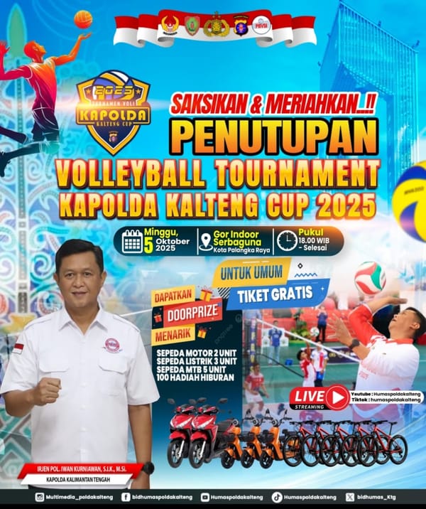 Meriah! Laga Final dan Penutupan Turnamen Voli Kapolda Kalteng Cup 2025 Siap Digelar