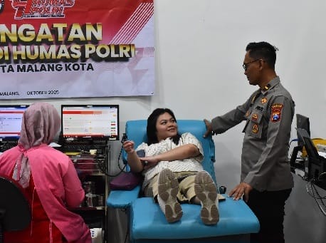 Peringati Hari Jadi Humas Polri, Polresta Malang Kota Bersama Insan Pers Gelar Donor Darah