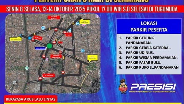 Peringati Pertempuran Lima Hari Semarang, Polisi Terapkan Rekayasa Lalu Lintas di Kawasan Tugu Muda