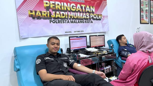 Rayakan HUT ke-74 Humas Polri, Polresta Malang Kota Gelar Donor Darah Bersama PMI dan Jurnalis